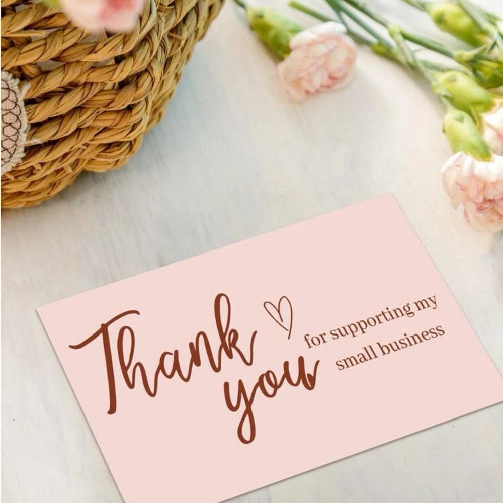 Thank you Cards - Set of 20 Pink with Metallic Gold Print “Thank you”